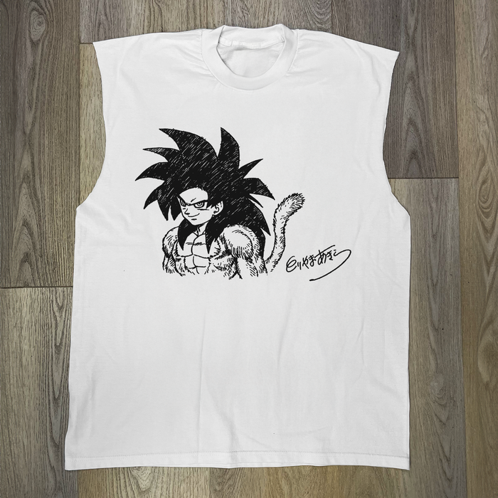 Toriyama 'Ssj 4 Goku' Vintage White Cut-Off Tee