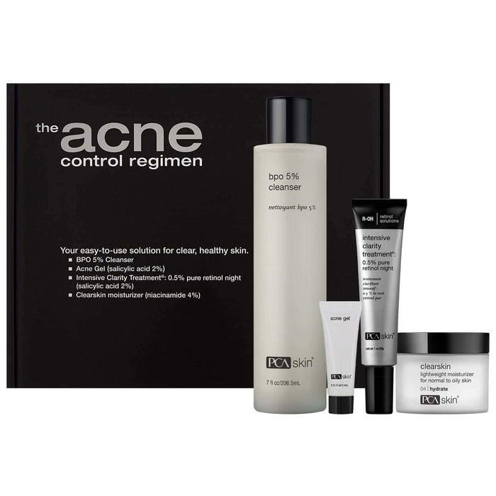 PCA Skin The Acne Control Regimen: Acne Gel Trial, BPO 5% Cleanser, Intensive Clarity Treatment, Clearskin
