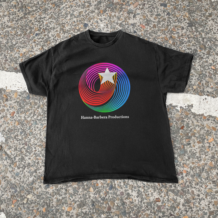 Retro 70S 'Hanna Barbera' Television Logo Vintage Black Tee