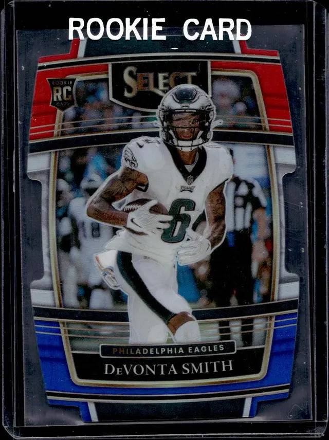 DeVonta Smith 2021 Panini Select Die-Cut Red, White & Blue Prizm Rookie Card