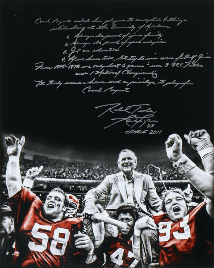 Marty Lyons Signed Alabama 16x20 Photo, Inscribed (Steiner)