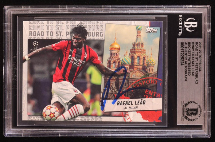 Rafael Leao Signed 2021-22 Topps UCL #RSP16 (BGS Witnessed)