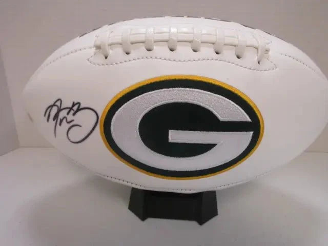 Aaron Rodgers Packers Signed Logo Football (PAAS COA)