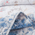 Tache Coastal Cottage Embroidered White Blue Yellow Floral Cotton Patchwork Quilt Set (JHW-668)