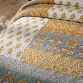 Tache 2-3 Piece Gilded Garden 100% Cotton Floral Gold Quilt Bedspread Set (JHW-631)