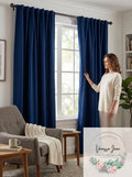 Skyline Velvet 50X 84 Inches Rod Pocket/Back Tab Window Curtain Panel in Navy