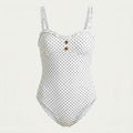 California Sunshine Juniors Pin Dot One Piece Swimsuit, Size Medium
