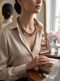 I.n.c. Gold-Tone Multicolor Crystal Velvet-Woven Statement Necklace, 18 + 3