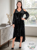 Ny Collection Velvet Cold-Shoulder Tie-Waist Dress, Size Small