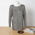 BAR III Womens Metallic Twist-back Long Sleeve Jewel Neck Top, Size Small