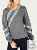 Bar III Striped Metallic Sweater, Size Small