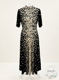 Alfani Dot-Print Tie-Neck Dress Black and White, Size Small