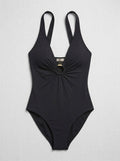 Bleu by Rod Womens Plunge Halter One-Piece Swimsuit