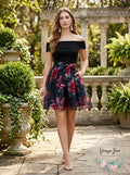 B Darlin Juniors' Off-The-Shoulder Chiffon-Skirt Dress, Size 9/10