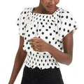 Inc Dot-Print Short-Sleeve Top, Size Medium