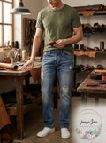 Buffalo David Bitton Mens Driven Relaxed Straight Worn Denim, Size 34X34