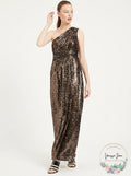 Calvin Klein Womens Metallic One Shoulder Evening Dress, Size 4