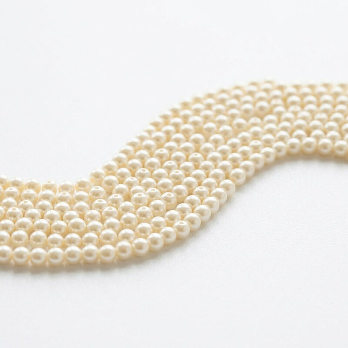 Weebee 200Pcs Glass Pearl Beads Loose Spacer Round Czech, Cream /4mm