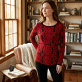 Charter Club Womens Red Jacquard Pullover Sweater Top,Size XS