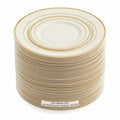 Silver Splendor 6 Inch Ivory Plastic Plate with Gold Band 150 CT