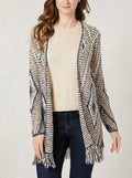 Style and Co Jacquard Knit Fringed-Hem Long Cardigan, Size Small