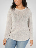 Style & Co Plus Size Textured-Stripe Confetti Sweater, White, Size 3X