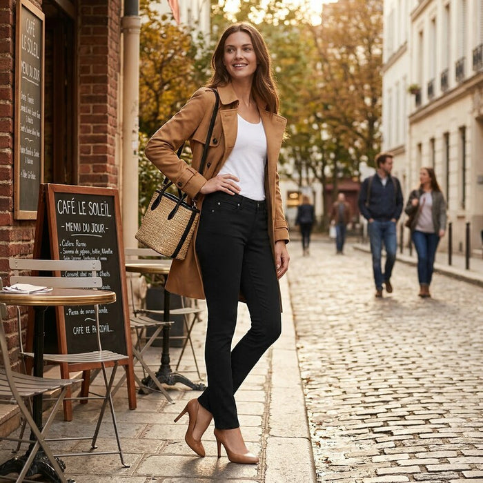 Paige Transcend Verdugo Skyline Mid Rise Skinny Jeans in Black Shadow, Size 24