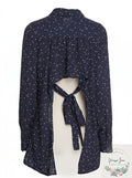 Bardot Open-Back Polka Dot Blouse, Size XS