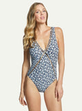Michael Kors Mini Cherry Blossoms Deep v One Piece Swimsuit Size 4