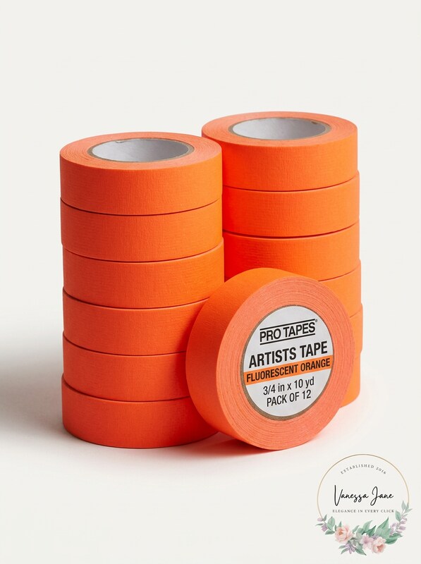 Pro Tapes Artists Tape Fluorescent Orange 3/4 in x 10 yd, Pack of 12