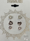 Unwritten Three Pair Silver Plated Earring Set with Rose Gold