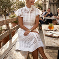 Julia Jordan Ivory Short Sleeve Textured Shirt Dress, Size 16