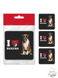 Tree-Free Greetings I Heart Boxers 4-Pack Artful Coasters Set