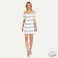 BB Dakota Women's Kash Striped Off The Shoulder Dress, Size Large