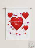 Garden Flag, 12 by 18-Inch, HEARTS HAPPY HEART