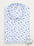 Bar III Dress Shirt Fish Print Slim Fit 17-17 1/2, Blue, Size XL