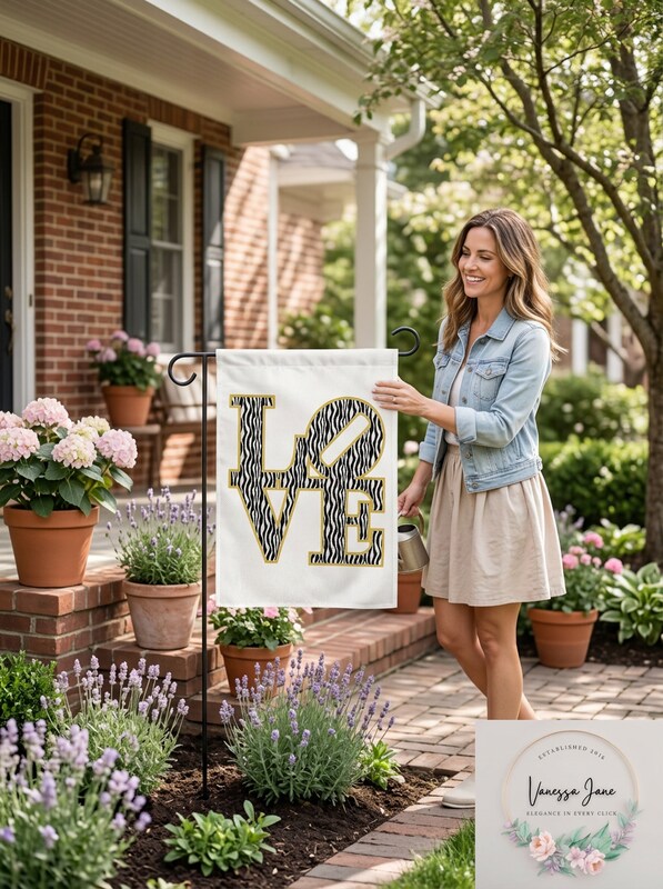 Garden Flag, 12 by 18-Inch Love with Vertical Zebra Stripes