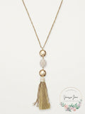 Inc Gold-Tone Imitation Pearl Fireball and Tassel Necklace