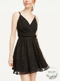 As U Wish Juniors Metallic-Dot Chiffon Dress, Size 3