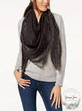 Inc International Concepts Ombre Metallic Foil Oversized Square Scarf Black