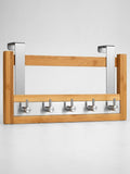 Toilette Products Bamboo and Stainless Steel Towel Door Hooks, 5 Hooks
