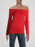 Helmut Lang Womens Pullover Top Open Boatneck Long Sleeve - Scarlet, Size Small