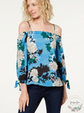I-N-C Womens Floral Off The Shoulder Blouse
