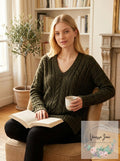 Love By Design Juniors Oversize Cable Pullover Sweater, Olive, Size Medium