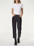 Frayed Denim High Rise Straight Leg Jeans, Size 28