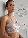 Lulus Live the Night Dusty Rose Satin Ruched Halter Crop Top, Size Large