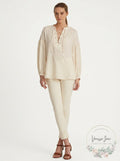 Lauren Ralph Lauren Lace-Up Double-Faced Tunic – Mascarpone Cream, Size XL