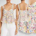 Aqua Womens Ruffled Sweetheart Neck Cropped, Size Large