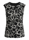 Kasper Womens Black Sleeveless Keyhole Blouse, Size PM