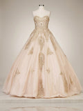 Dancing Queen Juniors Rhinestone Appliqué Gown, XL/Blush